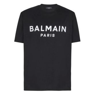 Balmain T-Shirts, male, Black, Size: XL Paris Print T-shirt