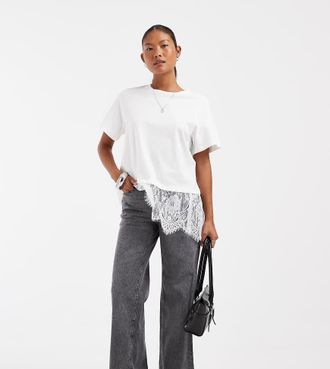 Vero Moda Petite Tessa jeans a vita alta a gamba larga grigio medio