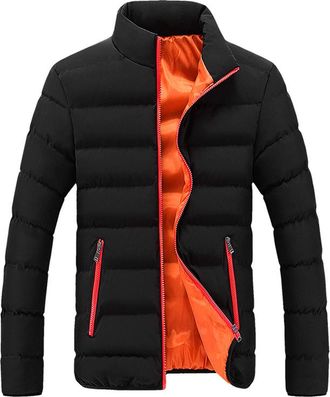 Generic Mens Winter Puffer Jacket Short Coat Warm Quilted Outerwear Lightweight Thick Padded Jacket Stand Collar Slim Fit Fashion Casual Cott0n Coat Solid Col