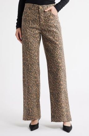 Wit & Wisdom Gracie Skyrise Double Side Seam Wide Leg Jeans in Brown/Black Multi at Nordstrom Rack, Size 2