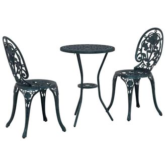 Berkfield Home 3-Piece Garden Bistro Set - Green Cast Aluminum