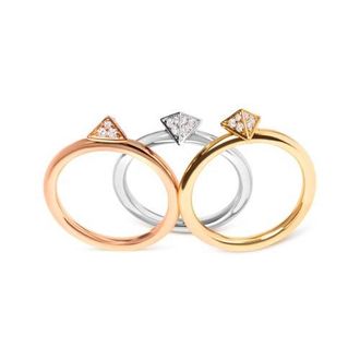 House of Brilliance 14K Tri Color Gold 1/3 Cttw Diamond Stackable Band Ring Set in Yellow at Nordstrom, Size 7