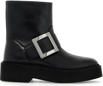 Roger Vivier Viv Rangers Platform Buckle Boots - Dames - Enkellaarsjes - Zwart - 35 EU - Leer - Schoenen