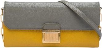 Miu Miu Pre-owned Wallet on Chain - Dames - Vintage Schoudertas - Geel - ONE Size - Leer - Vintage