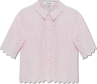 Frame Denim Het Paisley Eyelet Shirt - Dames - Overhemden - Roze - L - Denim - Overhemden