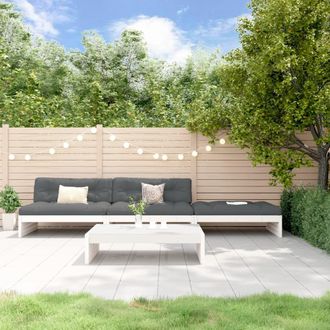 vidaXL Juego De Muebles Jard&iacute;n 4 Piezas Y Cojines Madera Maciza Blanco Vidaxl