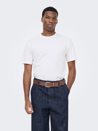 Only & Sons Rundhalsshirt ONLY & SONS ONSJEFF LONGY SS TEE 5-PACK OTL, Herren, Gr. XXL, hellwei&szlig; pack:5 x hellwei&szlig;, Jersey, Obermaterial: 60% Baumwolle, 40% Polye