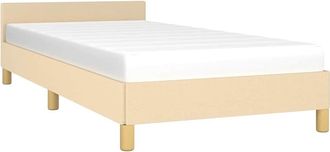 vidaXL Estructura De Cama Con Cabecero Sin Colch&oacute;n Tela Crema 90x190cm Vidaxl