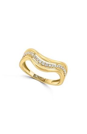 Effy 14K Yellow Gold Diamond Wavy Band Ring - 0.15ct. at Nordstrom Rack, Size 7