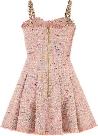 Balmain Womens Multicolor Tweed Mini Dress Multicolore Short