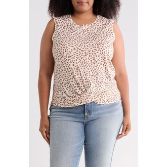 Sanctuary Twisted Front Tank in Off White/Brown at Nordstrom Rack, Size 3X
