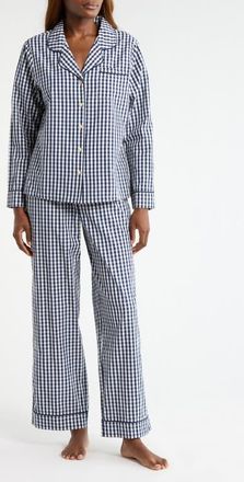Nordstrom Classic Cotton Pajamas in Navy Laura Gingham at Nordstrom, Size X-Small