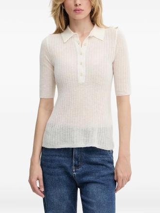 BOSS Fugano ribbed button polo shirt - Neutrals