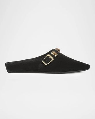Veronica Beard Narcisa Cabochon Suede Mules