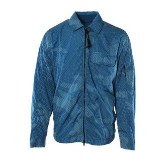 C.P. Company Light Jackets, male, Blue, Size: XL Blue Camo Net Overshirt