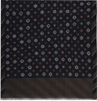 Altea Navy Blue Wool Geometric Scarf