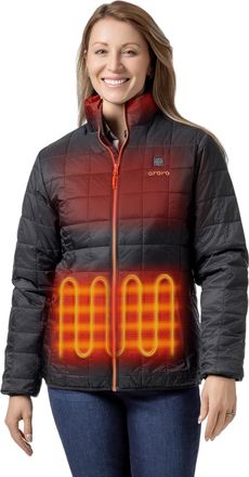 Ororo Womens Lightweight Quilted Heated Jacket with Heated Collar, Electric Square Quilted Jacket Coat (Black,XL)