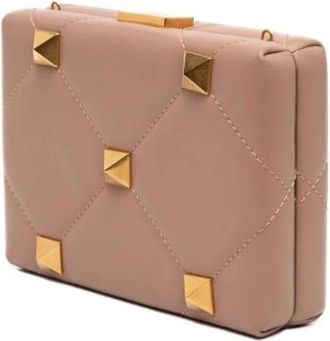 Valentino Pre-owned Studded Leather Crossbody Bag - Dames - Vintage Schoudertas - Bruin - ONE Size - Leer - Vintage