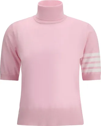 Thom Browne Womens Turtleneck Sweater Light Pink Polyamide