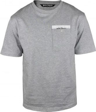 Palm Angels One-button Chest Pocket T-Shirt - Heren - T-shirts - Grijs - S - Katoen - Tops