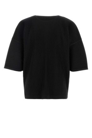 Homme Pliss&eacute; Issey Miyake Mens Black Polyester T-Shirt Exterior Exterior: T-shirts And Polos