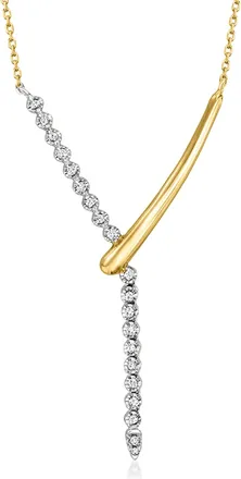 Ross-Simons Diamond Y-Necklace in 2-Tone Sterling Silver