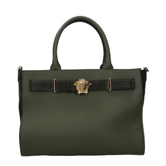 Versace Damens Handtaschen Gr&uuml;n/Oliv Leder