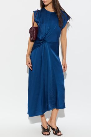 Victoria Beckham Asymmetrical Dress With Draping, Womens, Blue