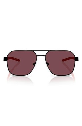 Ferrari 57mm Square Sunglasses in Matte Black /Red Ferrari at Nordstrom