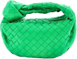 Bottega Veneta Green Intrecciato Leather Bv Jodie Hobo Mini (Authentic Pre- Loved)