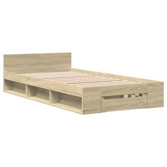 Berkfield Home Modern Bed Frame with Drawer Frame Sonoma Oak 75x190 cm Small Single in Light Oak