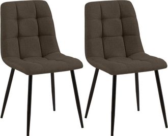 Clp Set de 2 sillas con patas de metal y asiento en Tela Marr&oacute;n