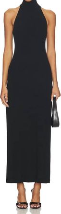 Enza Costa Knit Halter Turtleneck Fluid Dress In Black