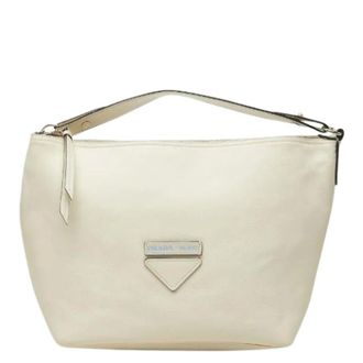 Prada Pre-owned Leren Schoudertas - Dames - Pre-owned - Wit - Maat: ONE Size Leer
