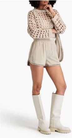 Brunello Cucinelli Beige Tailored Shorts With Trim, Brand Size 42 (US Size 8)