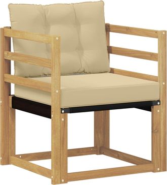 vidaXL Sof&aacute; De Exterior Madera Maciza De Acacia Y Textileno Blanco Vidaxl