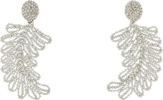 Alessandra Rich Oorbellen met Kristallen Veren - Dames - Oorbellen - Wit - ONE Size - Accessoires