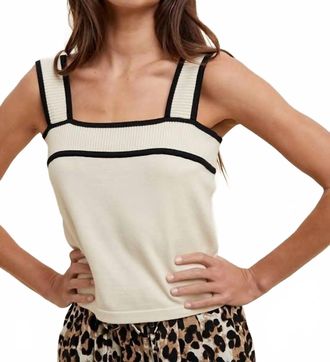 Wishlist Contrast Sweater Tank Top In Taupe Black