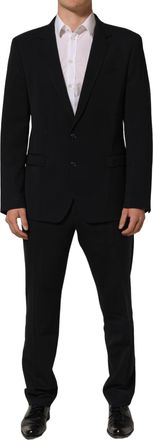 Dolce & Gabbana Black Wool Slim Fit Formal Men 2 Piece Suit
