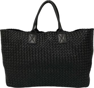 Bottega Veneta Black Leather Handbag Pouch Tote Bag (Pre-Owned)