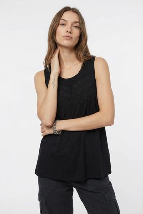 O'Neill Tanktop ONEILL ESSENTIALS TOKEENA TANKTOP, Damen, Gr. XL (42), schwarz out, Obermaterial: 94% Viskose, 6% Elasthan, Tops Tanktop, bestickte Eins&auml;tze a