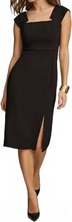 DKNY Cap Sleeve Midi Dress In Black
