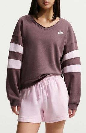 Nike Club Fleece V-Neck Sweatshirt in Tattoo/Pink Foam/Pink Foam at Nordstrom Rack, Size X-Small