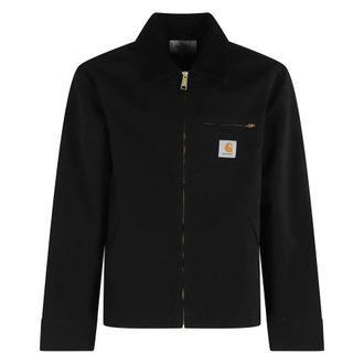 Carhartt Work in Progress Zwarte Grafische Jas met Geribbelde Kraag - Heren - Zomerjassen - Zwart - S - Katoen - Jassen