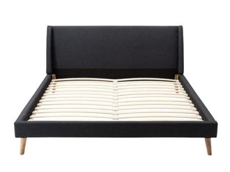 VENTE-UNIQUE.COM Base de cama poli&eacute;ster gris antracita 160 x 200 cm