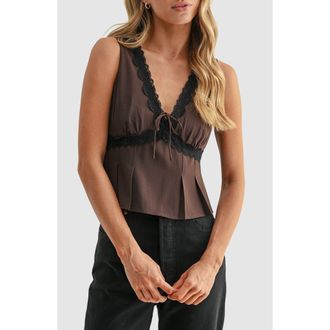 All in Favor Pleated V-Neck Blouse in Espresso at Nordstrom, Size X-Small