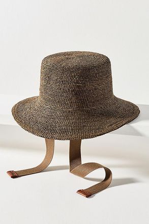 Wyeth Nyc Raffia Crochet Ties Bucket Hat