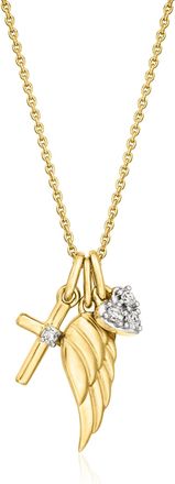 Ross-Simons Diamond Faith-Inspired Charm Necklace in 18kt Gold Over Sterling