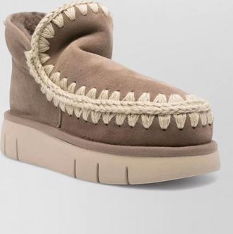 Mou shearling lined platform ankle boots