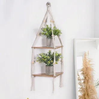 OEM Estanter&iacute;a Esquinera Flotante Blanca Para Pared, Estilo Bohemio Campestre, Estante De Almacenamiento De Madera Para Dormitorio, Sala De Estar